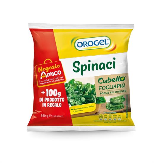 SPINACI CUBELLO FOGLIA+ 450G+100GX8PZ OROGEL RETAIL N.A.